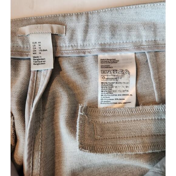 H&M Heather Gray Slacks Womens Sz 14 Trouser Work Office Pants Flat Front Career - Picture 8 of 16